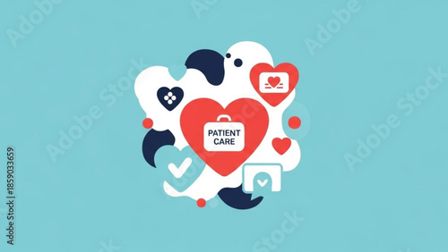 Medical Care and Health Services Illustration on a Light Blue Background