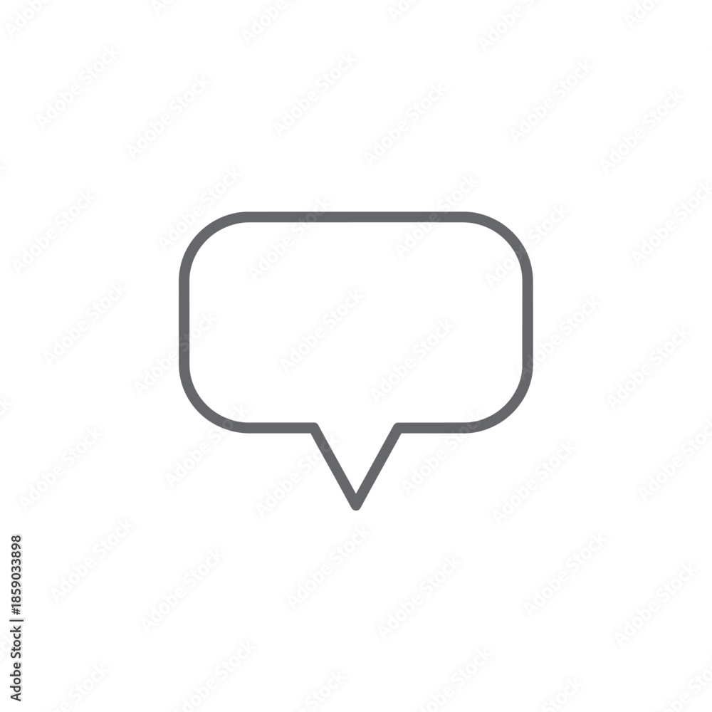 Naklejka premium Empty speech bubble icon, communication symbol, message balloon outline on white background