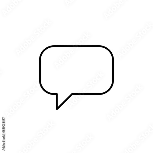 Empty Speech Bubble Icon, Communication Symbol, Message Outline on White Background