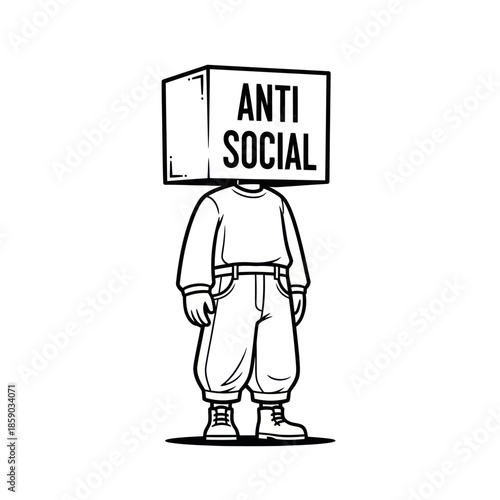 Person Wearing Anti Social Sign Box.