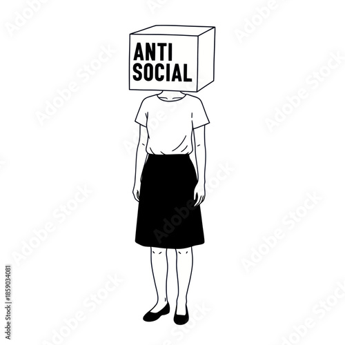 Woman with Cardboard Box on Head.