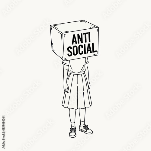 Person Wearing Anti Social Box on Head.