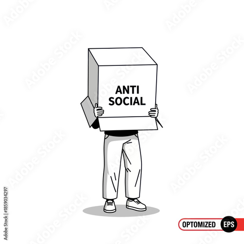 Person Hiding Behind Anti Social Sign.