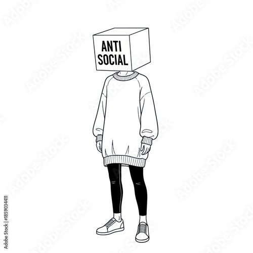 Person Wearing Cardboard Box on Head.