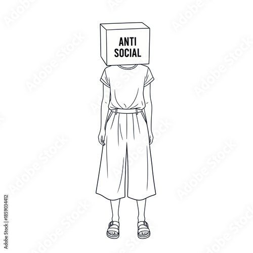 Person with Anti Social Box on Head.