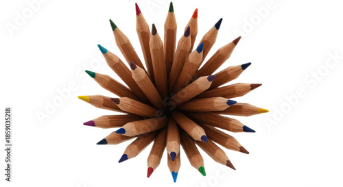Wallpaper Mural Topdown view of colored pencils isolated on transparent background, arranged in a circular pattern, art supplies Torontodigital.ca