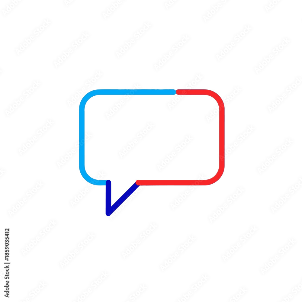 Naklejka premium Modern speech bubble outline with blue and red segments, communication concept