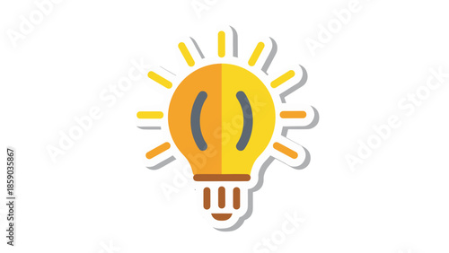 Bright light bulb icon with rays of light