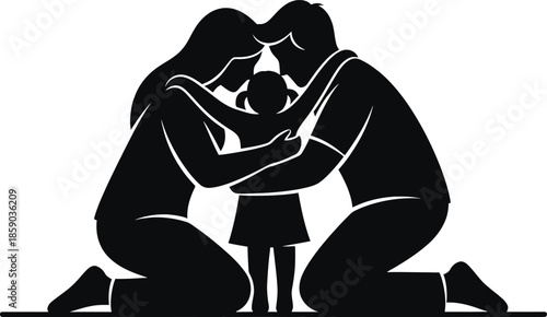 A heartwarming silhouette of a family sharing a tender moment together