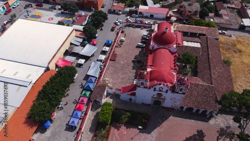 Panoramic view of a traditional Zapotec village in Oaxaca, Mexico