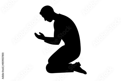 a praying man silhouette vector, a man black symbol
