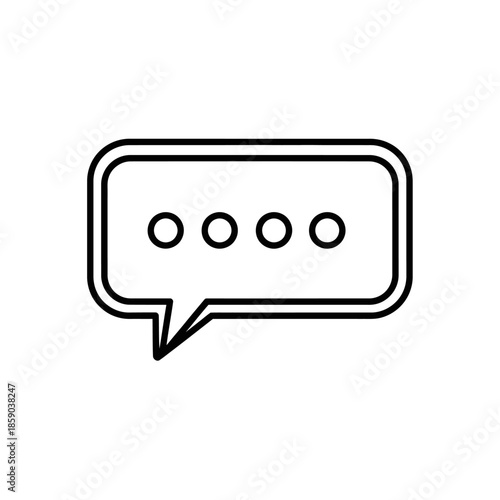 Speech bubble icon with ellipsis dots, communication symbol, white background, vector