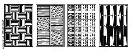 Collection of different wall panels textures for graphic design and illustrations