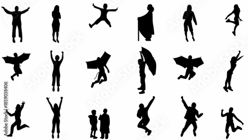 Collection of people jumping and celebrating in various poses