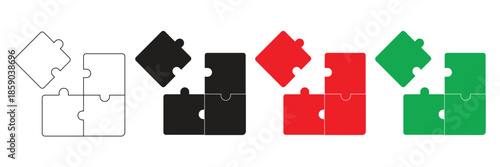 Set of puzzle pieces with one missing element, demonstrating connection, teamwork, problem-solving, and concept integration for business and development solutions