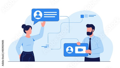 Business communication and collaboration concept illustration