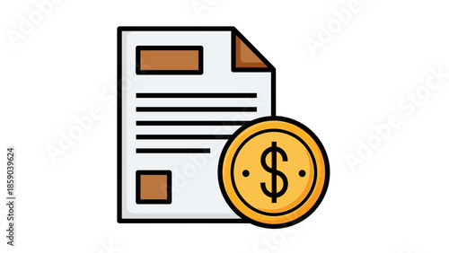 Business Document with Coin Icon