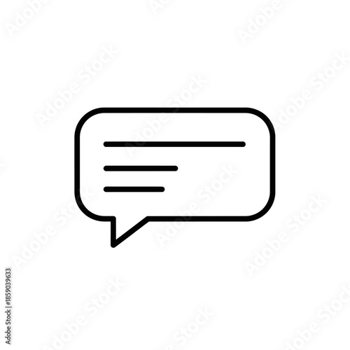 Speech bubble icon with lines for text, simple line art chat symbol