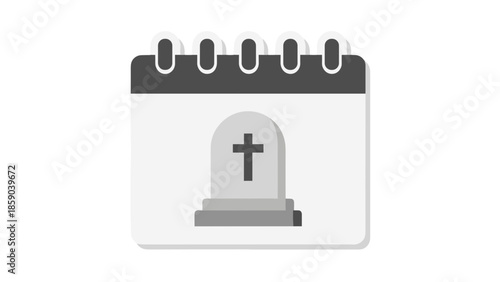 Calendar Icon with Tombstone and Cross
