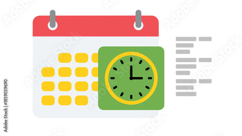 Calendar and Clock Icon with Schedule Details