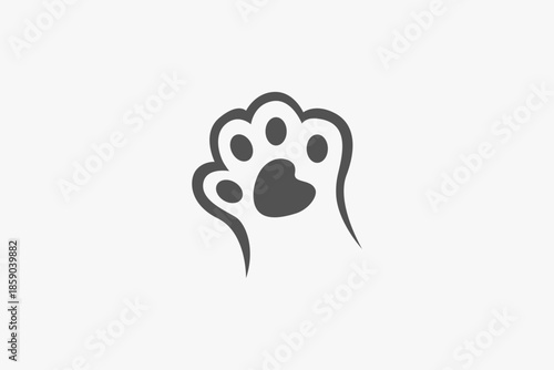 cute cat paw simple logo