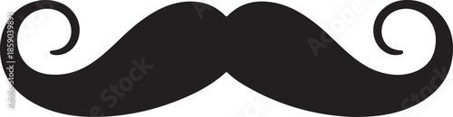 Luxury Black Handlebar Mustache Illustration - Elegant Facial Hair Icon for Men ...