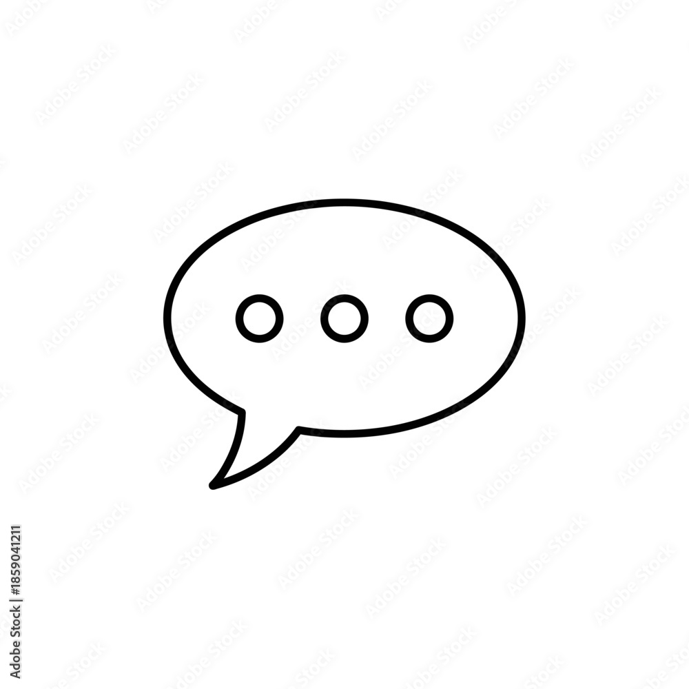 Fototapeta premium Speech bubble icon with three dots, representing conversation, chat, or thinking, isolated on white background.