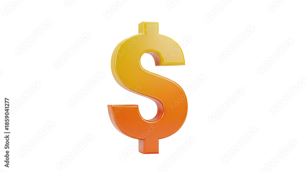 Fototapeta premium 3D Render of a Gradient Dollar Sign