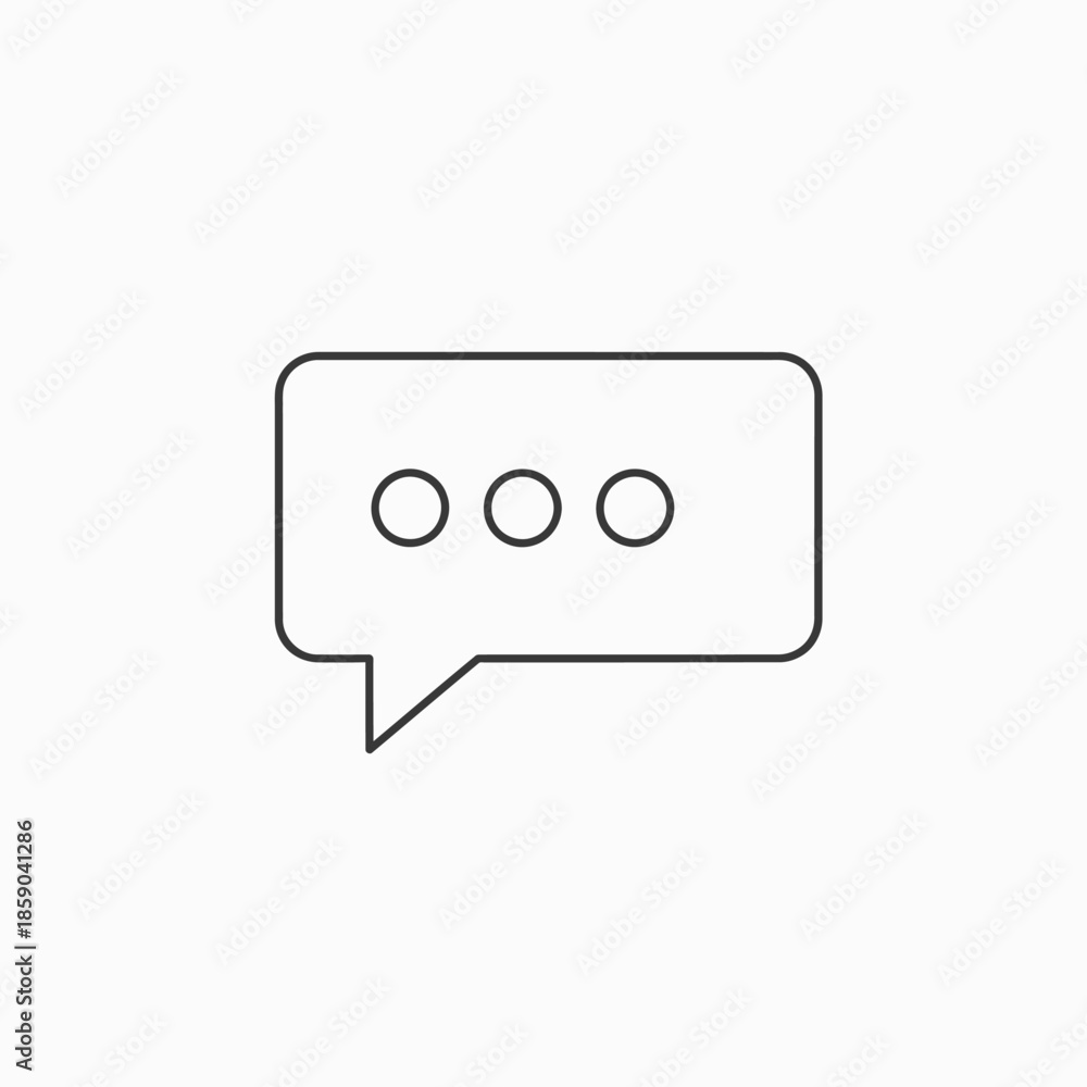 Naklejka premium Speech bubble icon with three dots, symbol for message, chat, thinking, or loading
