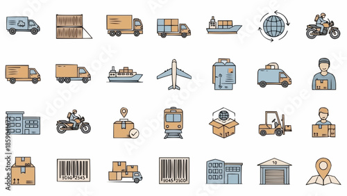 Collection of Logistics and Delivery Service Icons.