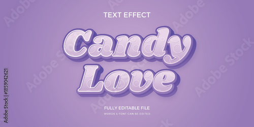 Candy love white text on purple background advertising concept