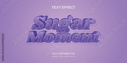 Purple background with sugar moment text in bold decorative font