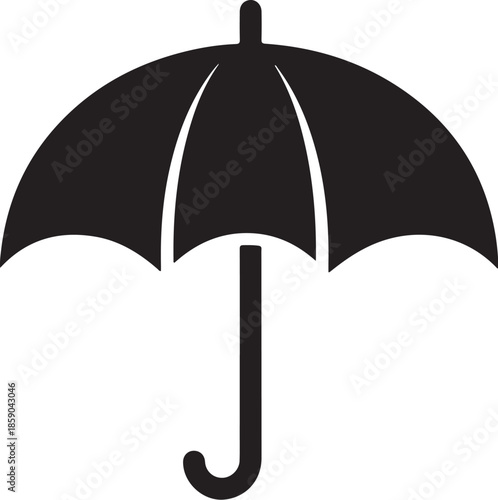 Simple black umbrella icon on white background