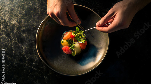 Professional Chef Plating Gourmet Salad