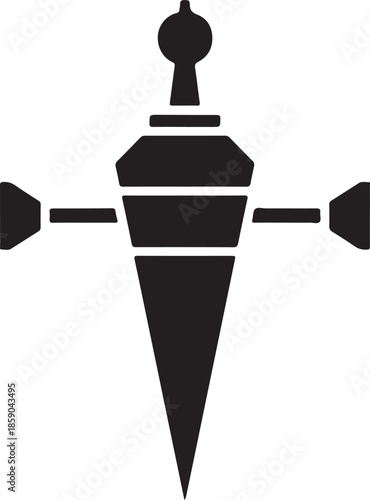 Minimalist Black Silhouette Illustration of Ancient Arrowhead on White Background Perfect for Historical Designs
