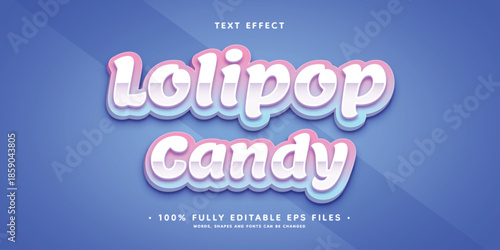 Colorful lollipop candy text on blue background