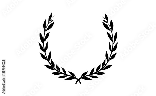 4K animation of Minimalist black laurel wreath. symbolizing victory, award, and achievement.