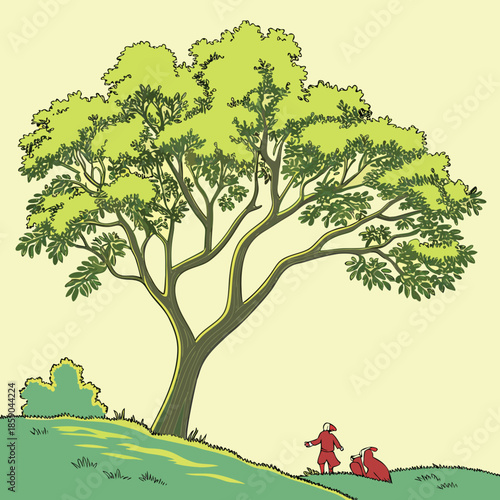 a stylized illustration depicts a salmon leaping from a turbulent wave amidst a heavy rainfall showcasing aquatic life and weather