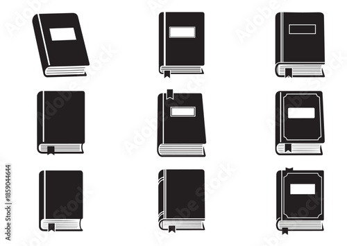 Set of Closed book icon, Closed book silhouette vector