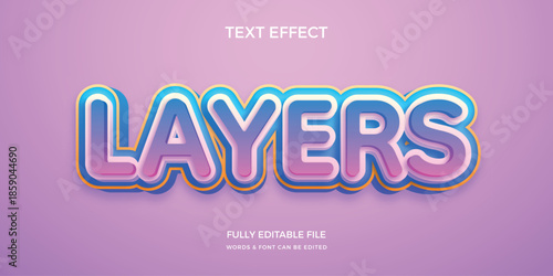 Multicolored text with the word layers on a pink background