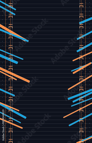 Vertical Tech Flow Corridor - 7K Mobile Splash Screen Midnight Navy and Orange Geometric Background for Security Apps