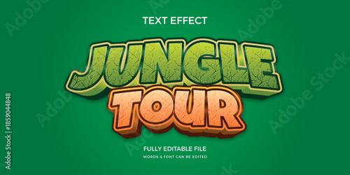 Jungle tour text effect on green background for travel and adventure promotions