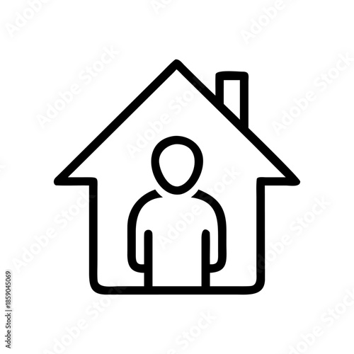 A person in home icon bold outline vector illustration design