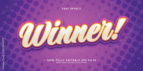 Congratulations winner text on purple background with gradient effect