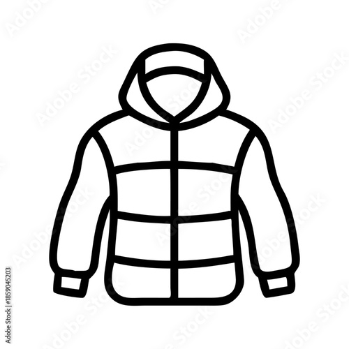A puffer jacket icon bold outline vector illustration design