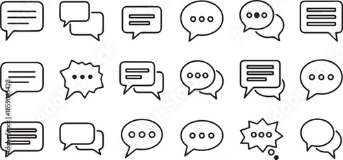 Minimalist Chat Message Speech Bubble Vector Icon Outline