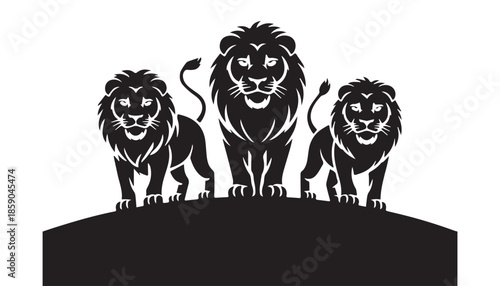 black color lion set silhouette vector illustration, solid white background