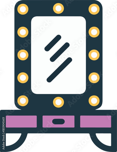 Professional Film Strip Vector Graphic Icon with Golden Accents and Purple Highlights for Media Design