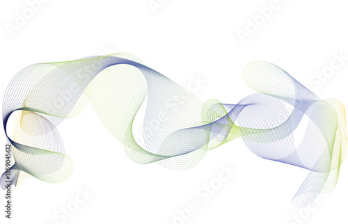 Abstract gradient wave lines in green and blue tones flowing smoothly. Elegant curves form a modern dynamic pattern, perfect for creative digital backgrounds, posters, and stylish visual concepts.