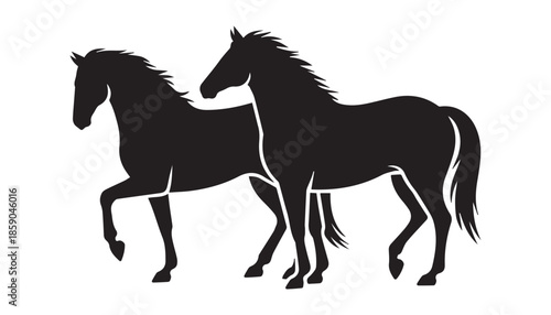 black color horse set silhouette vector illustration, solid white background